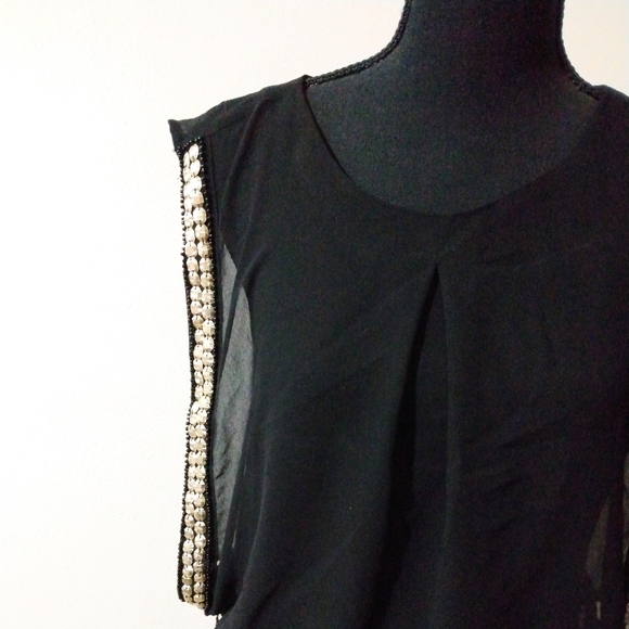 Bebe black beaded metallic dress sz 2 - Picture 2 of 9